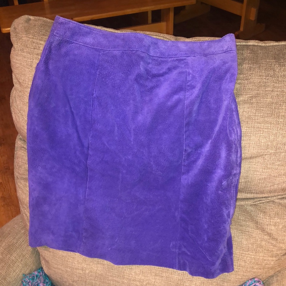 Leather purple pencil skirt size 14